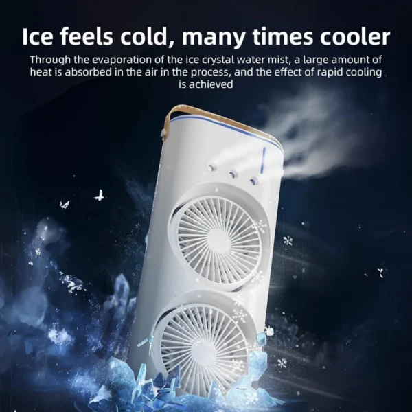 BBM Cooler with LED Light Cooler, Touch & Remote Control, 280ml Water Tank, 4000mAh Double Ended Spray Fan, Cold Air, 2026 New 3 Gears USB Rechargeable USB Fan (White)